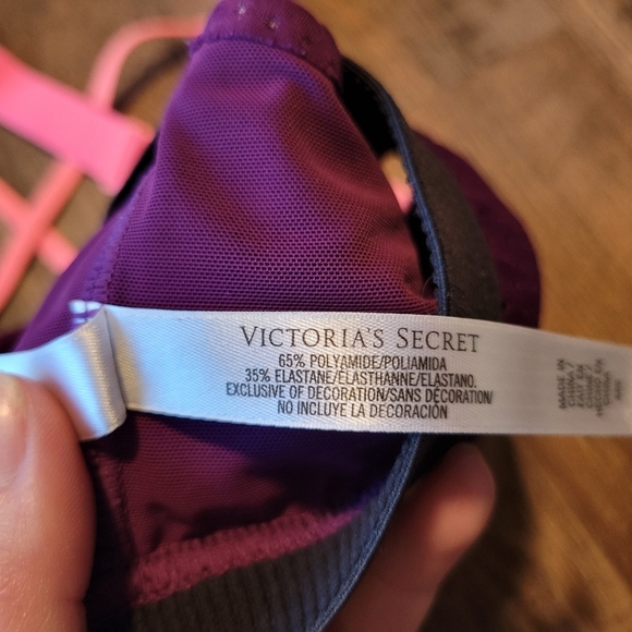 Victoria's Secret Purple Pink Criss Cross Strappy Sports Bra - Picture 4 of 6